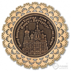Магнит из бересты Санкт-Петербург-Храм Спаса на Крови снежинка серебро